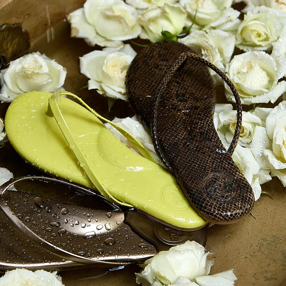 Vivie Stitch Stap Sandal - Brown w/ Lizard | Soléi Sea
