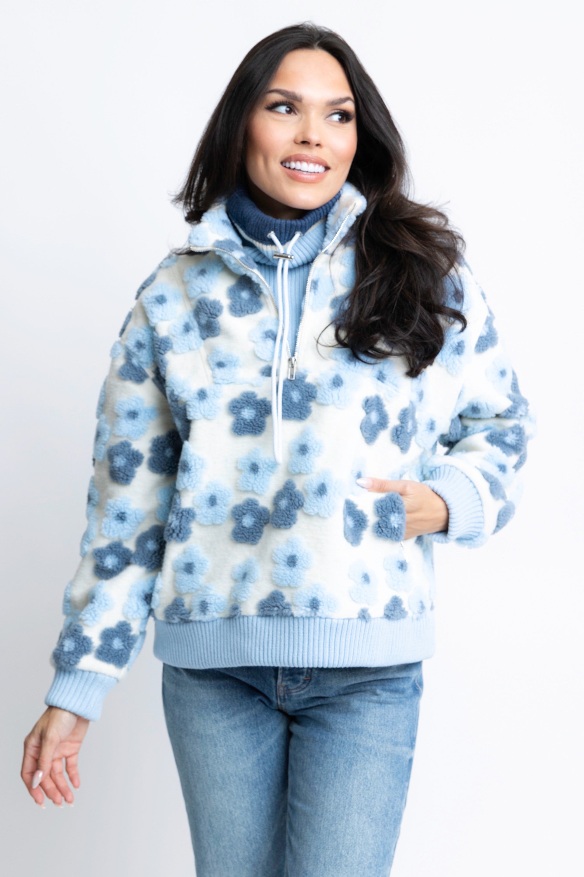 Floral Retro Fleece Pullover | KARLIE