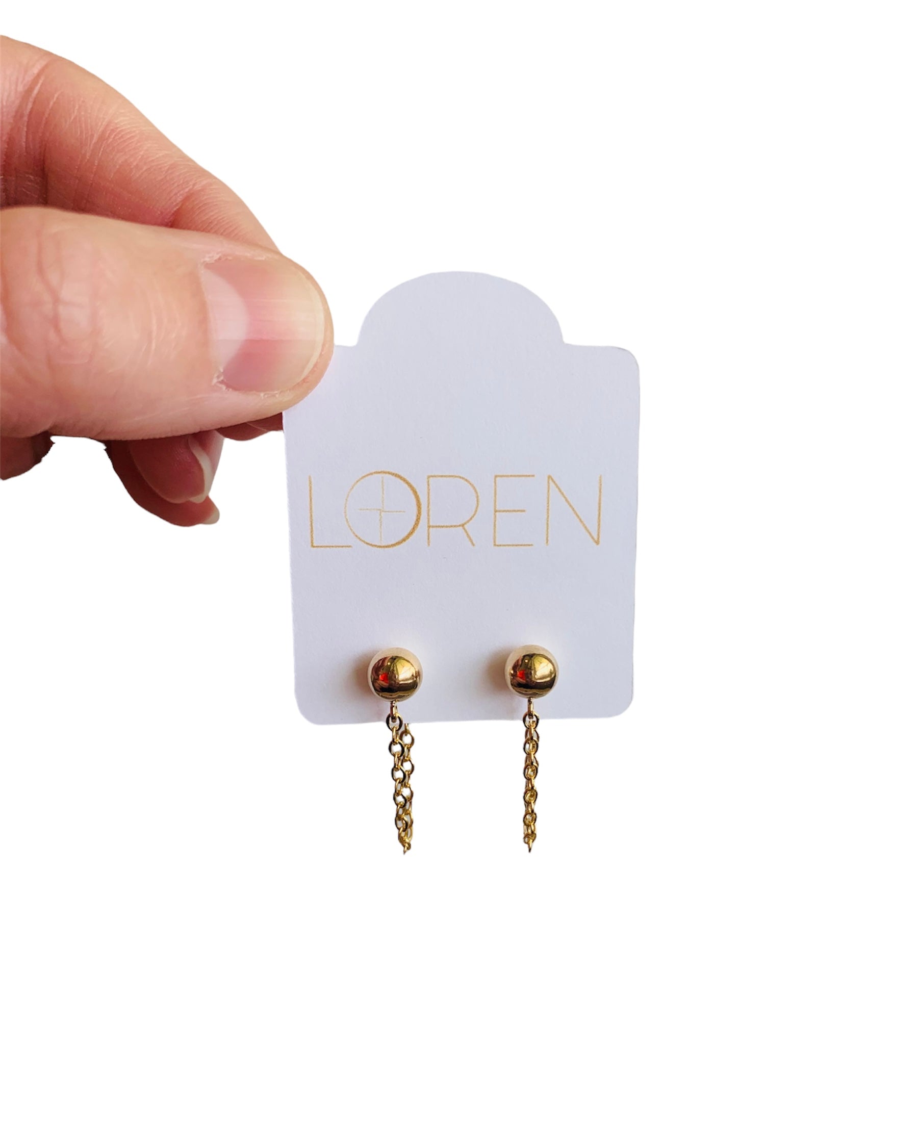 Medium Gold Ball and Chain Earrings | LOREN