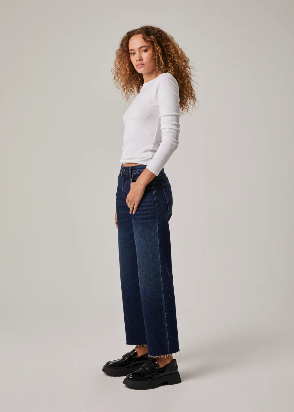 Vincent Mid Rise Wide Leg Jeans - Dark Duval Wash | Edyson