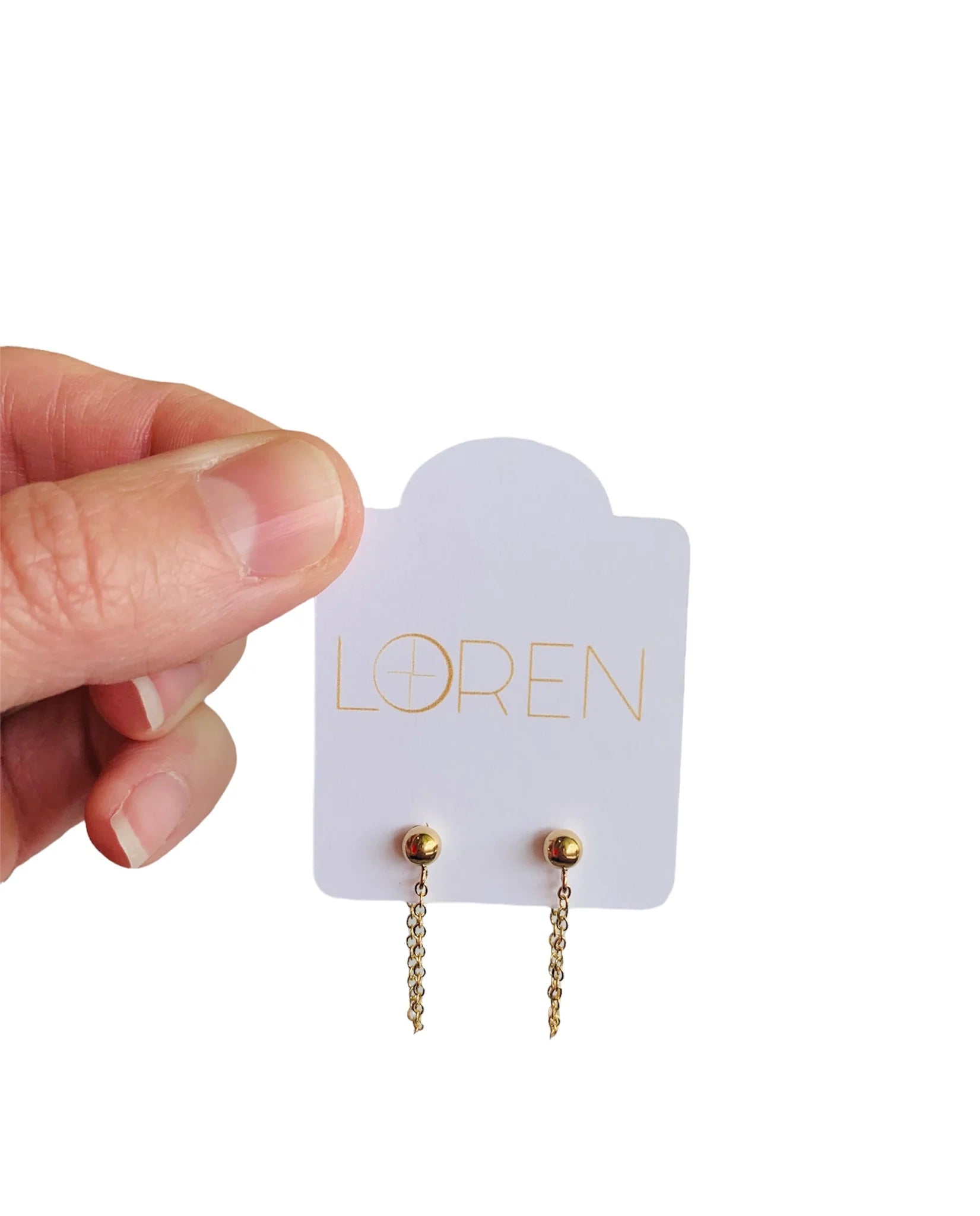 Small Gold Ball and Chain Earrings | LOREN