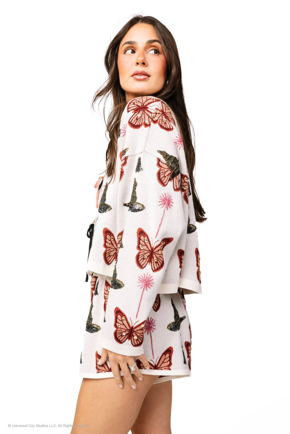 Licensed Butterfly, Broom and Wand Tie Front Cardigan | Queen of Sparkles