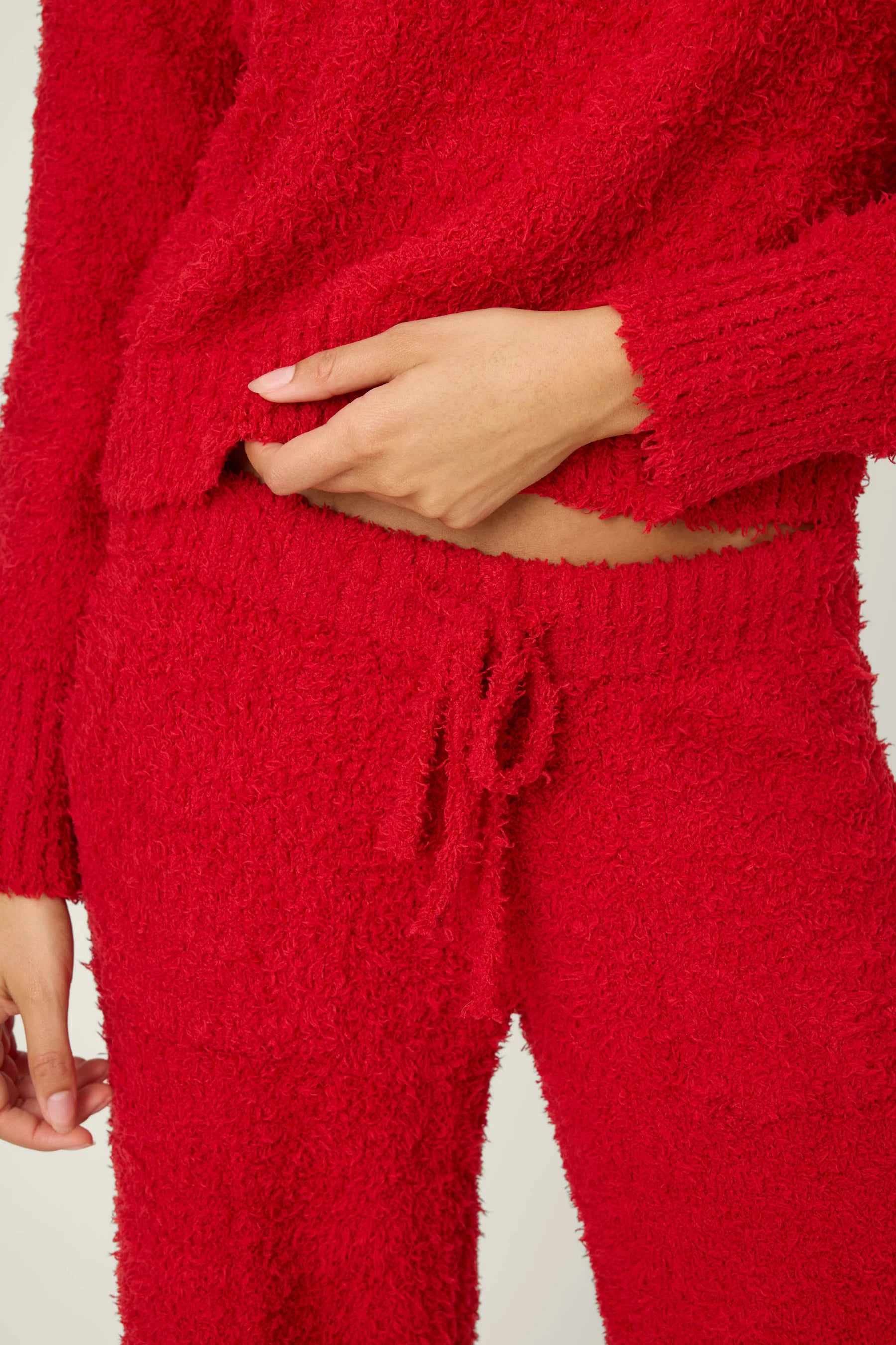 Bundle Up Boucle Open Leg Pant - Red | P.J. Salvage