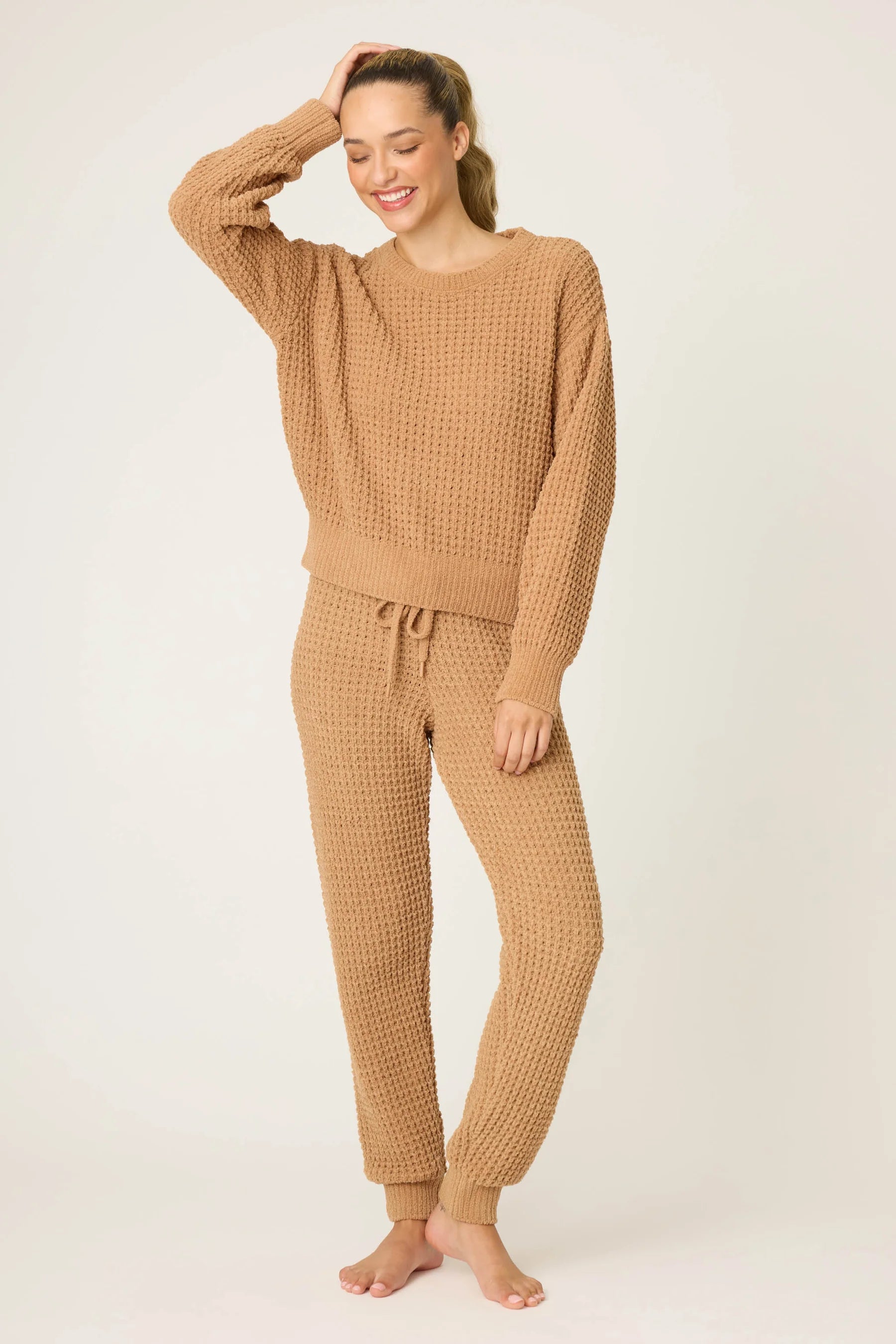 Chenille Waffle Long Sleeve Caramel Top | P.J. Salvage