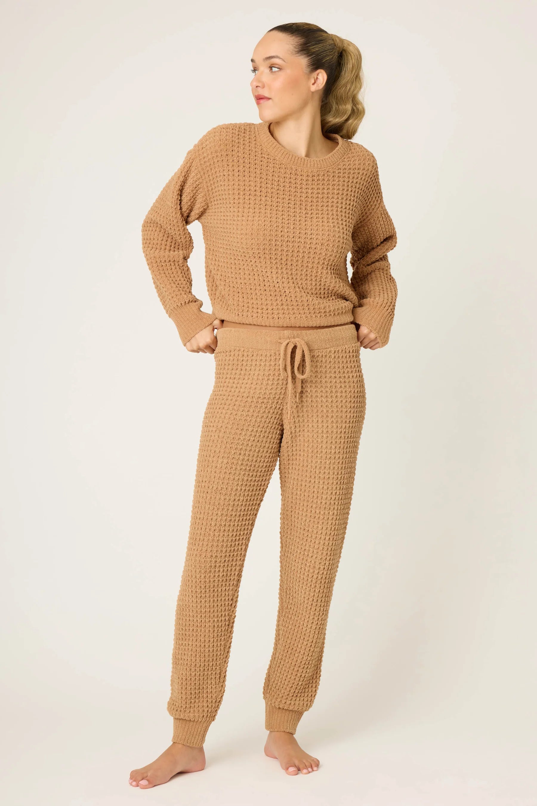Chenille Waffle Caramel Banded Pants | P.J. Salvage