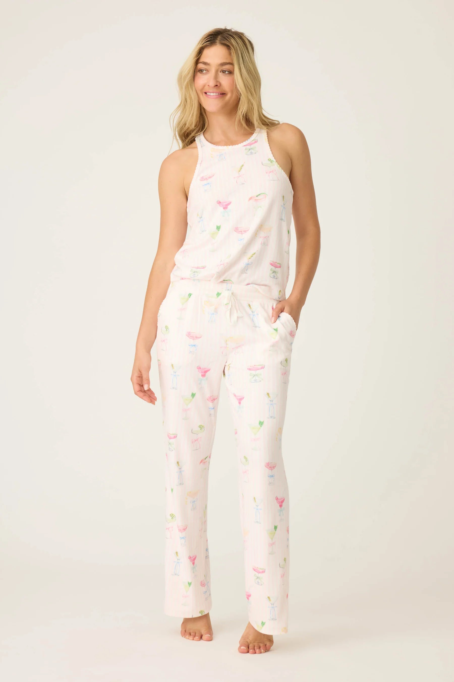 Pretty Punch Cocktail Print Open Leg Pants | P.J. Salvage