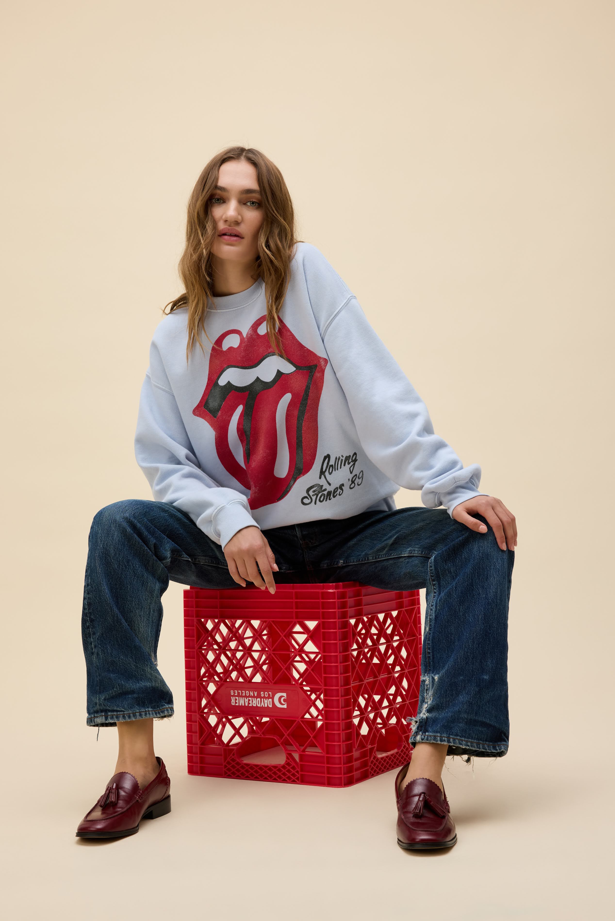 Rolling Stones Big Tongue '89 Oversized Crew Sweatshirt | Daydreamer