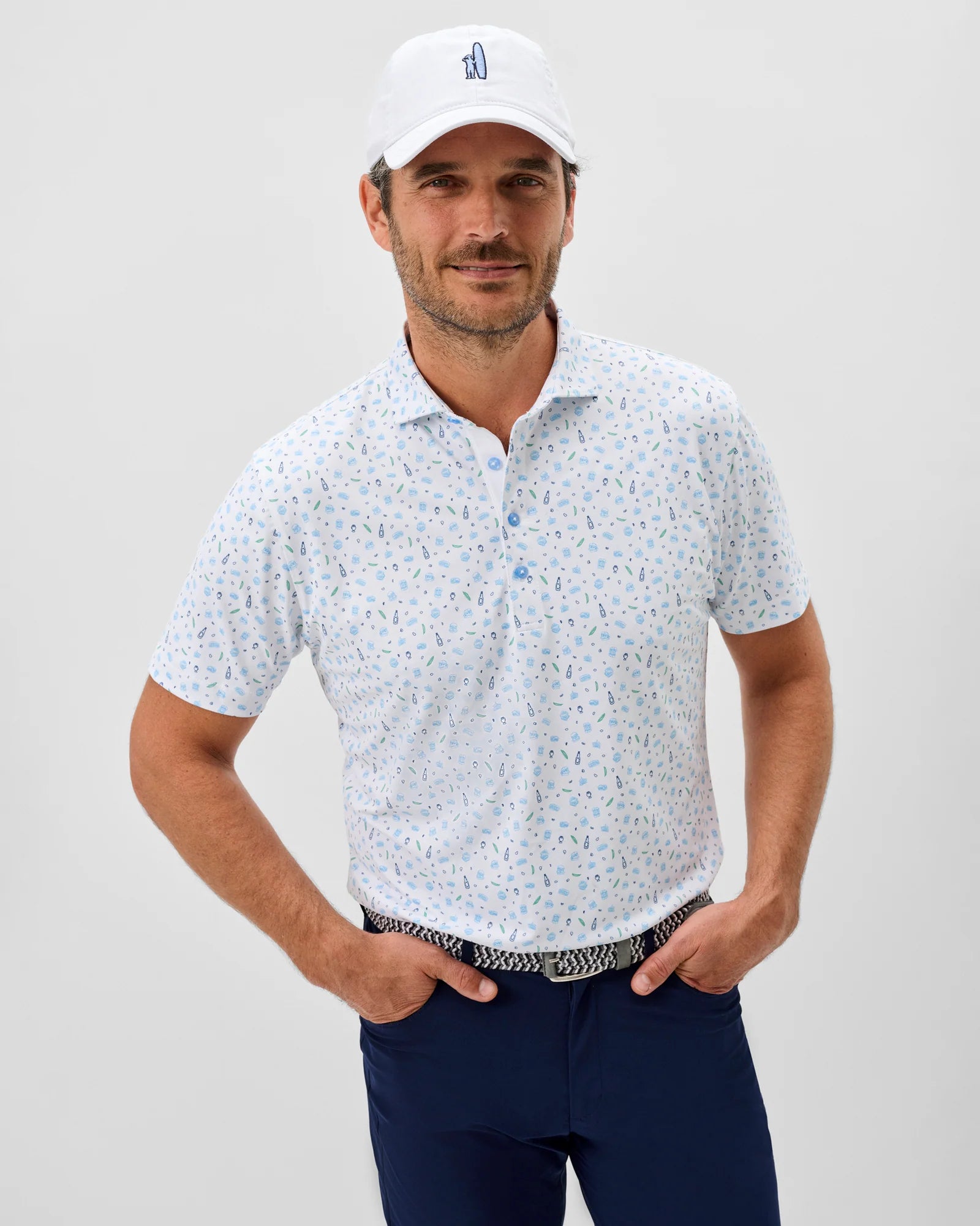 Burgers & Beers Performance Mesh Polo - White | Johnnie-O
