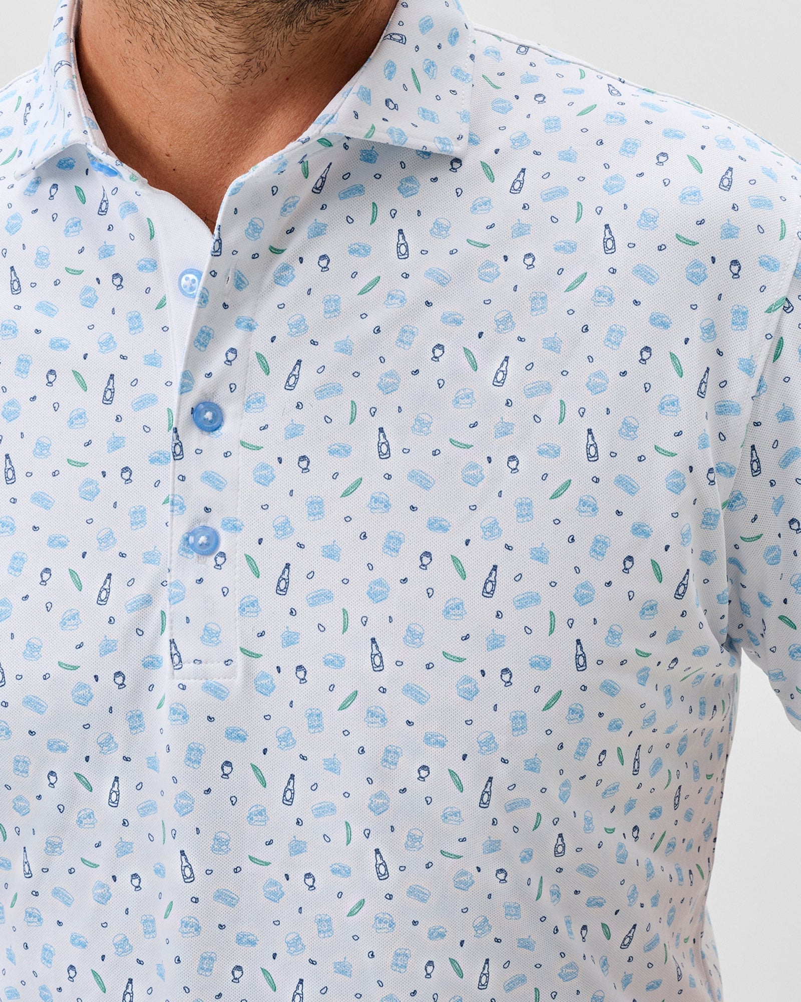 Burgers & Beers Performance Mesh Polo - White | Johnnie-O