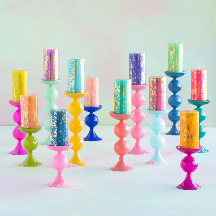 Gold Leaf Rainbow Pillar Candle | GLITTERVILLE