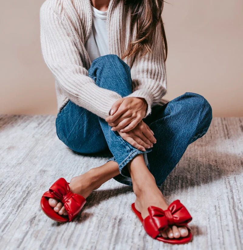 Rafie Bow Slide Sandal - Poppy | soléi sea