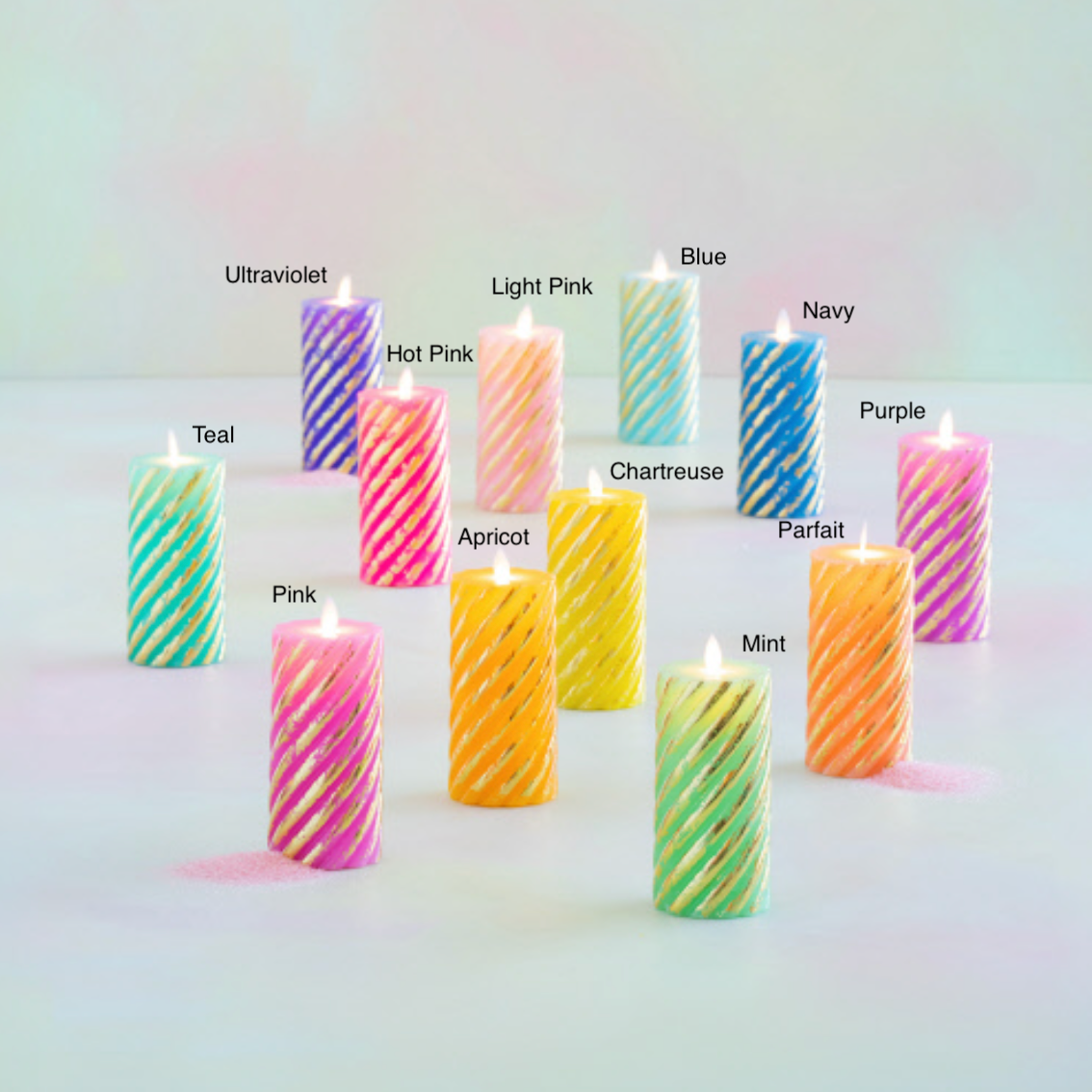 Rainbow Pillar Flame Candle | Glitterville