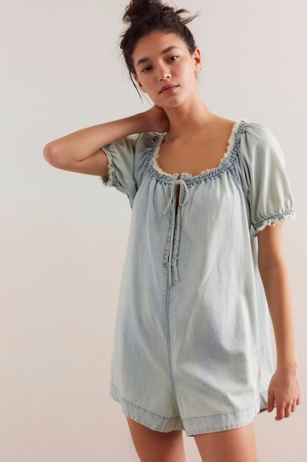 We The Free Daisy Denim Babydoll Romper | Free People