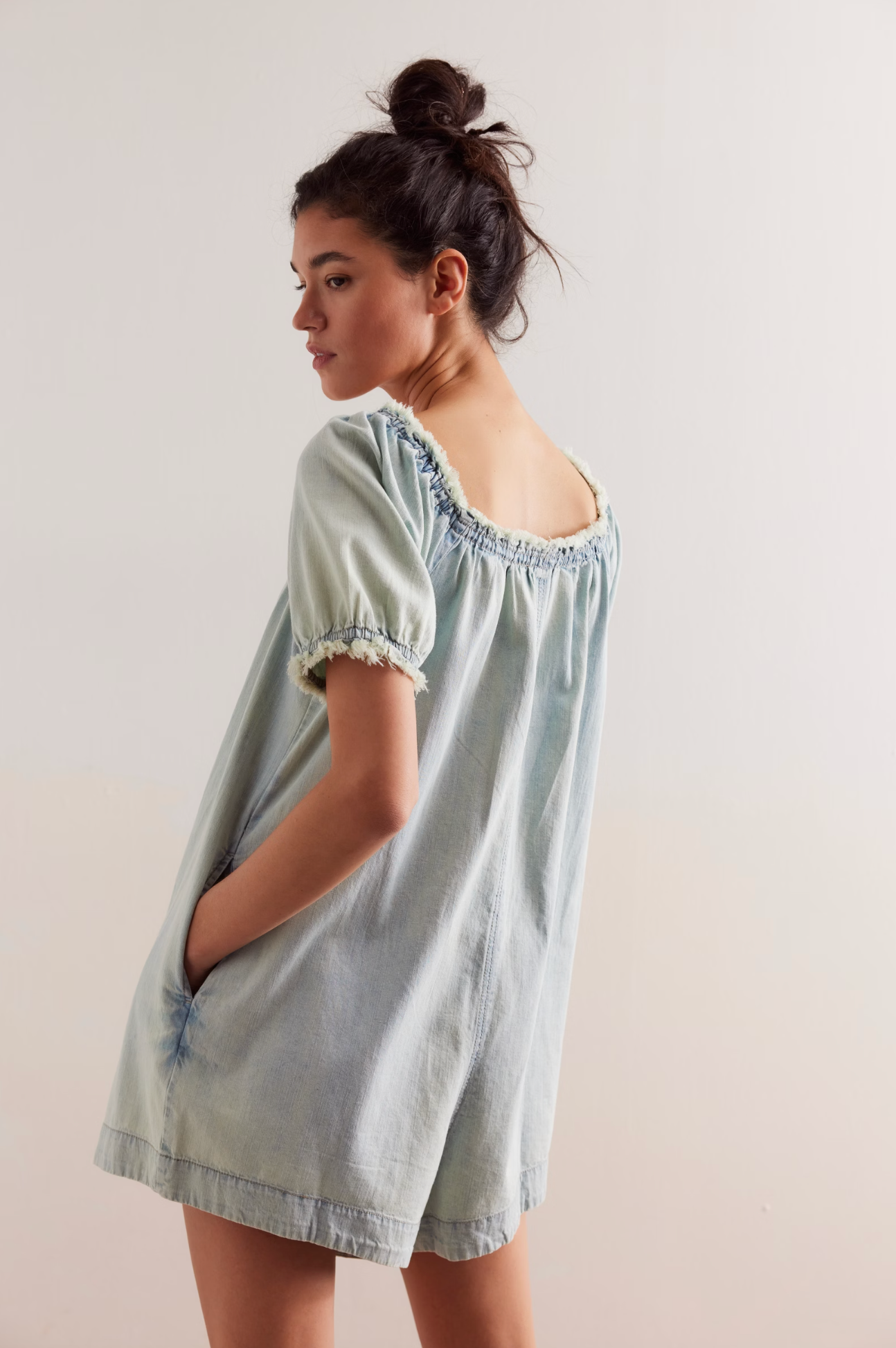 We The Free Daisy Denim Babydoll Romper | Free People