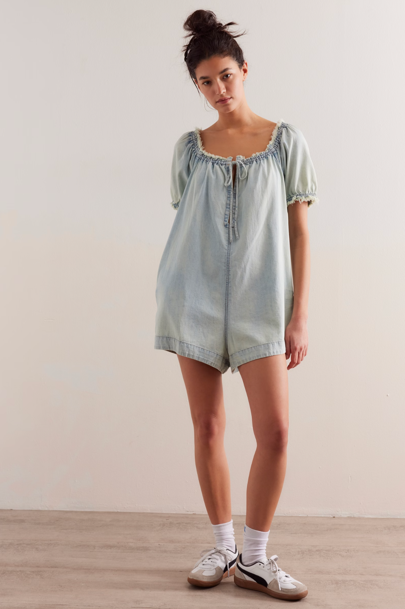 We The Free Daisy Denim Babydoll Romper | Free People