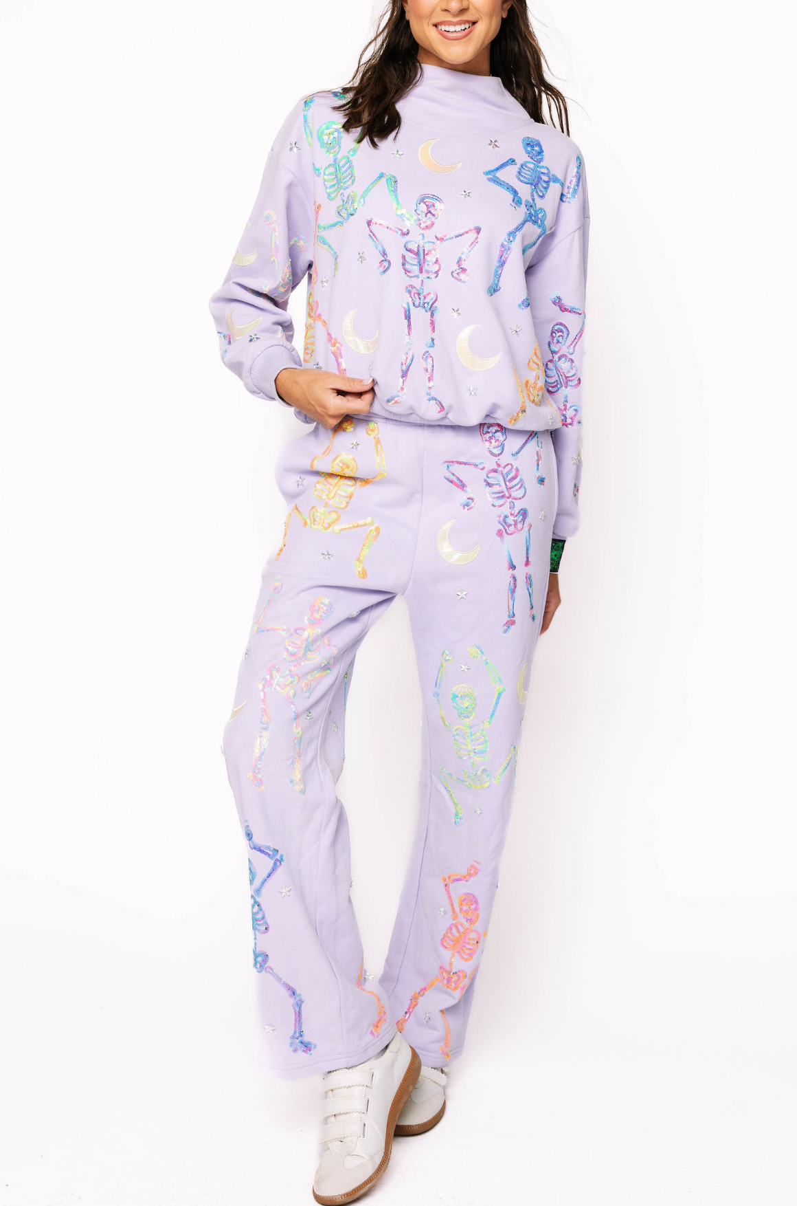 Lavender Multi Dancing Skeleton Sweatpant | Queen of Sparkles