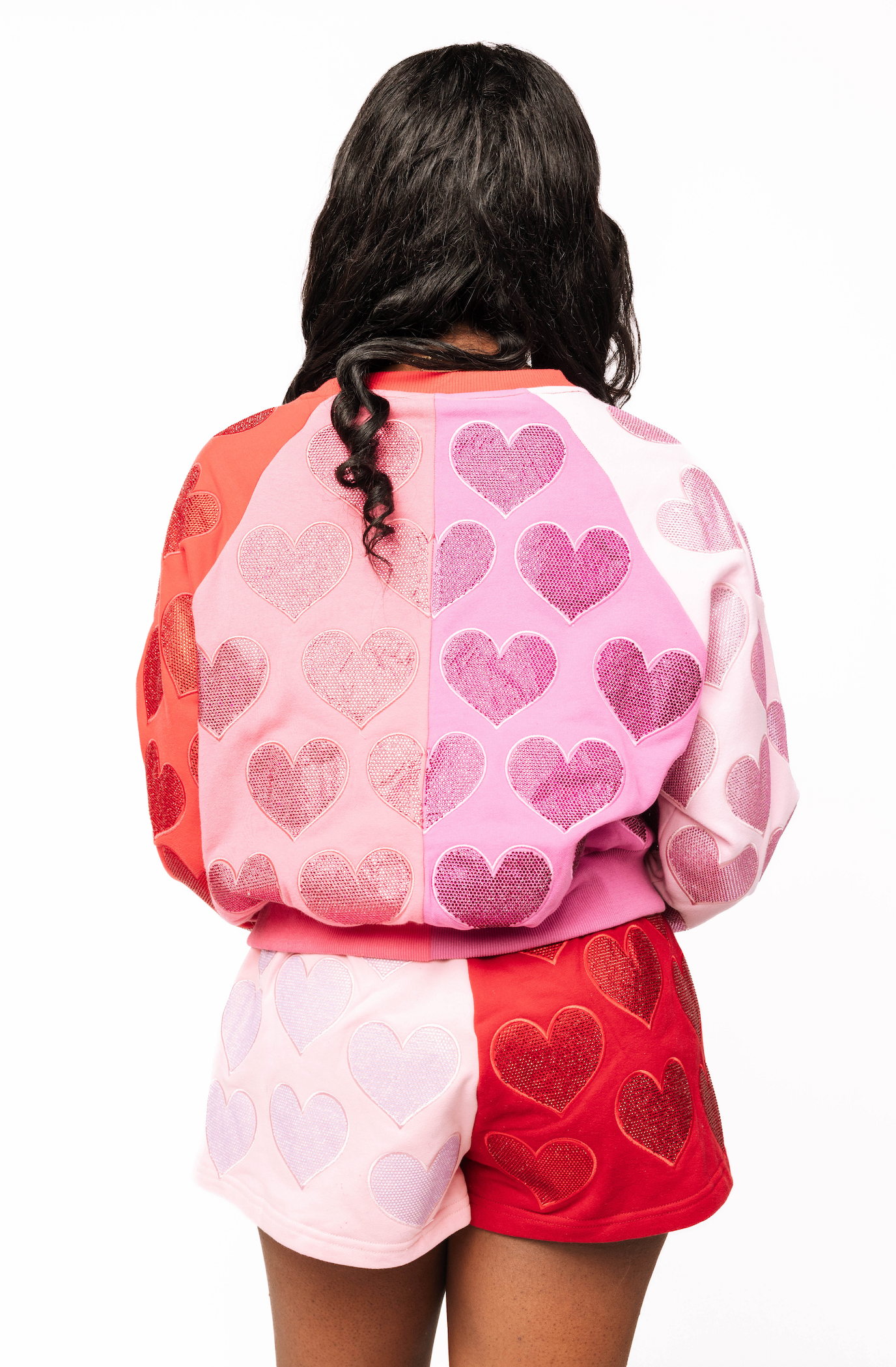Colorblock Rhinestone Hearts Short | Queen of Sparkles