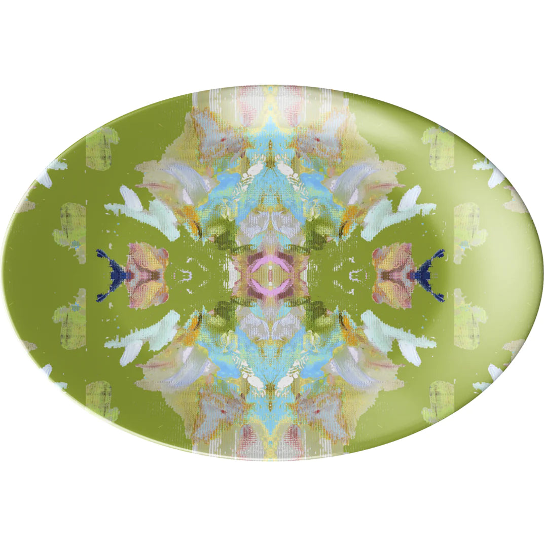 Stained Glass Green Melamine Platter | Laura Park