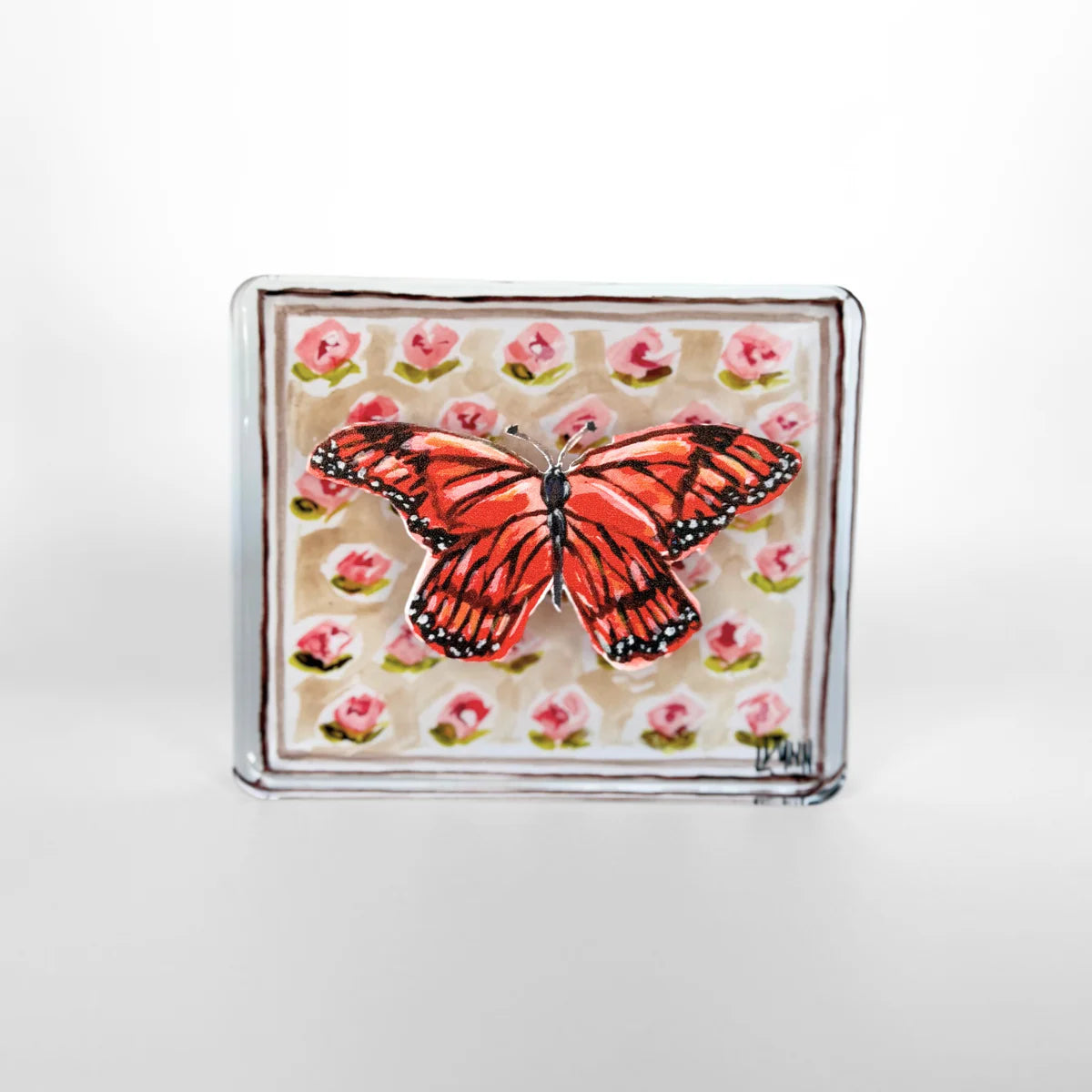Monarch Butterfly on Peach Block | Lauren Dunn