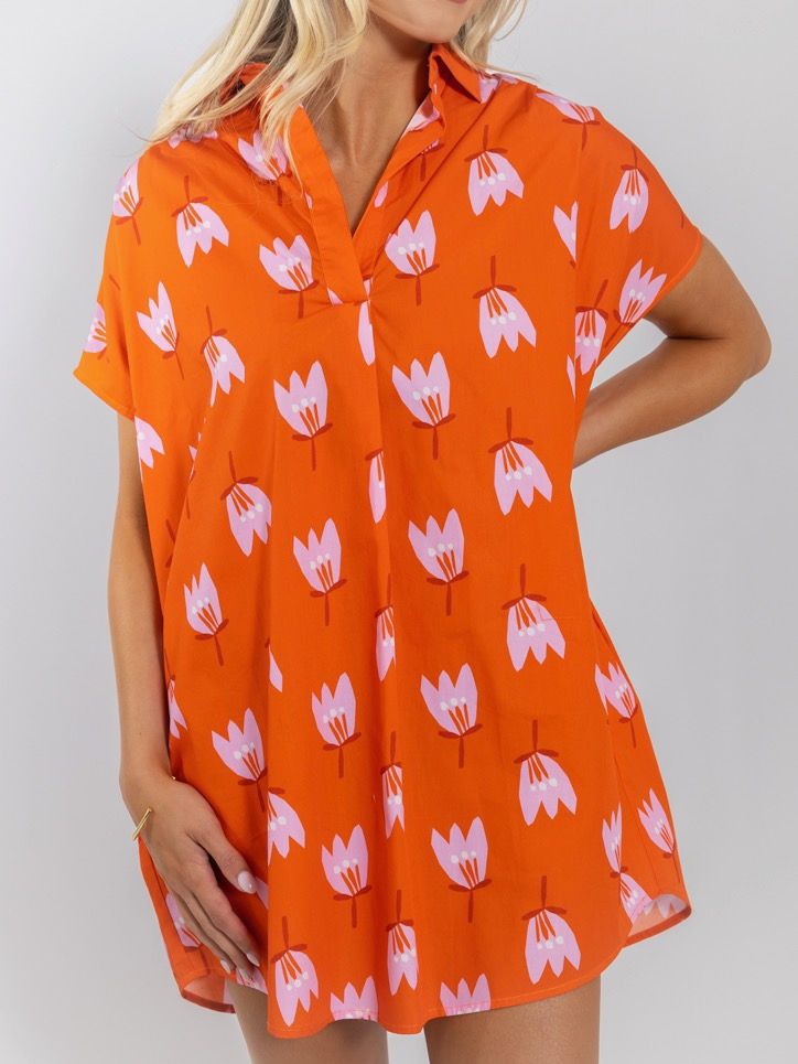 Poppy Poplin V-Neck Shirt Dress | KARLIE