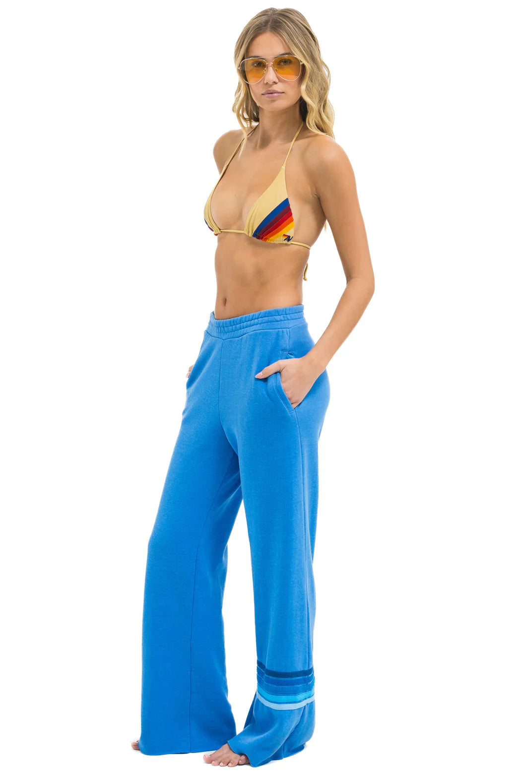 Rugby Stitch Women's Wide Leg Sweatpant - Cobalt Blue | Aviator Nation