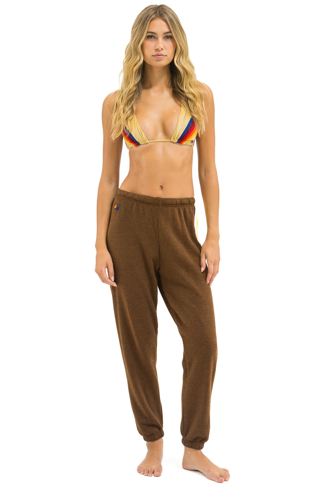 5 Stripe Sweatpants - Chocolate/White Neon | Aviator Nation