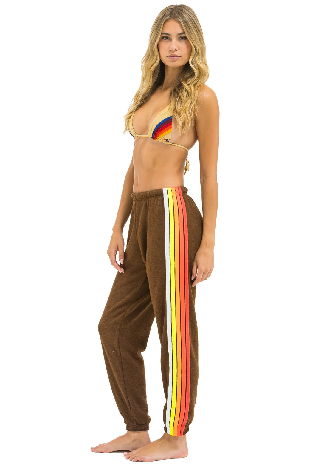 5 Stripe Sweatpants - Chocolate/White Neon | Aviator Nation