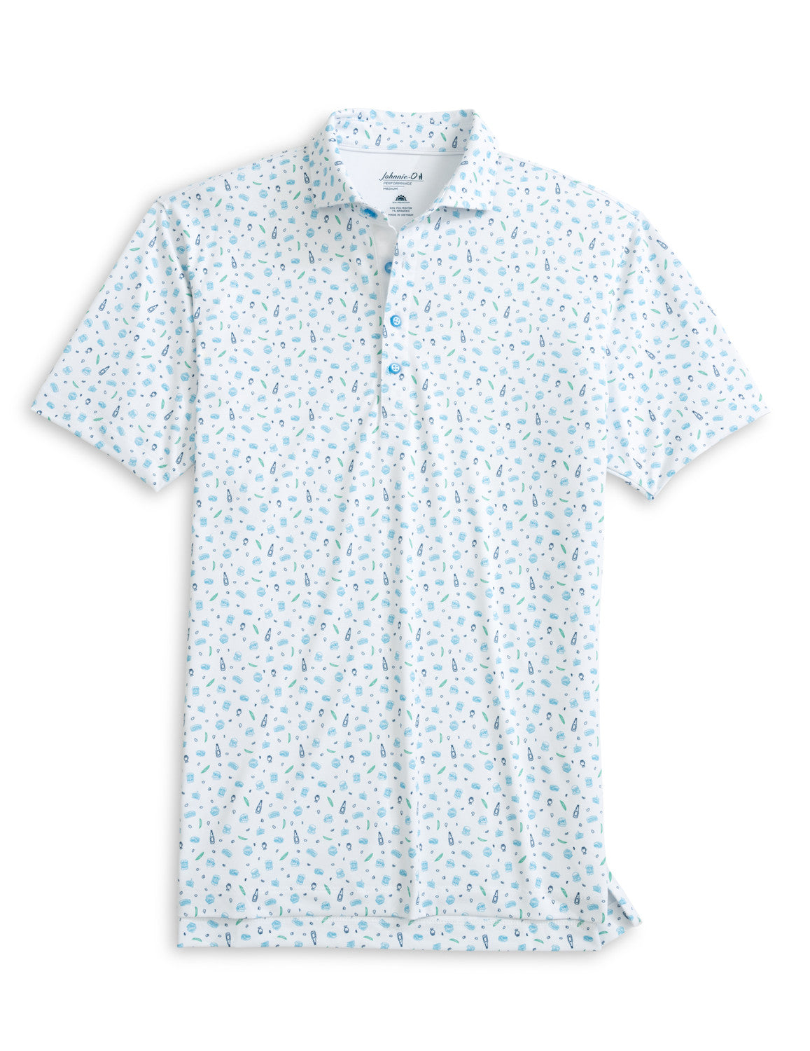 Burgers & Beers Performance Mesh Polo - White | Johnnie-O