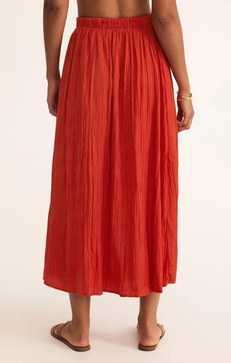 Nicoline Crinkle Midi Skirt - Cabana Red | Z Supply