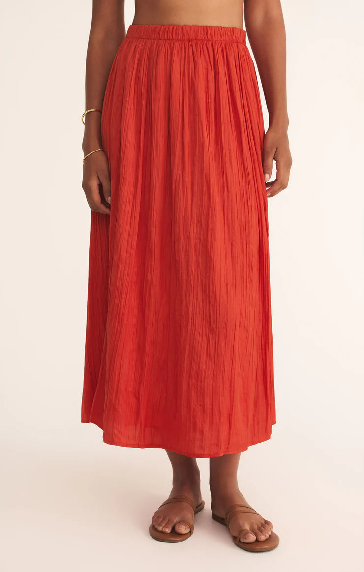 Nicoline Crinkle Midi Skirt - Cabana Red | Z Supply