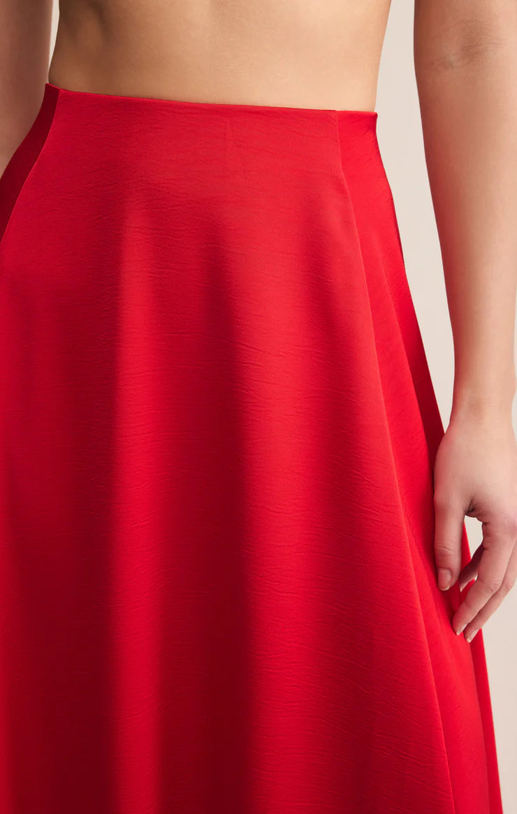 Northpointe Satin Midi Skirt - Festive Red | Z Supply