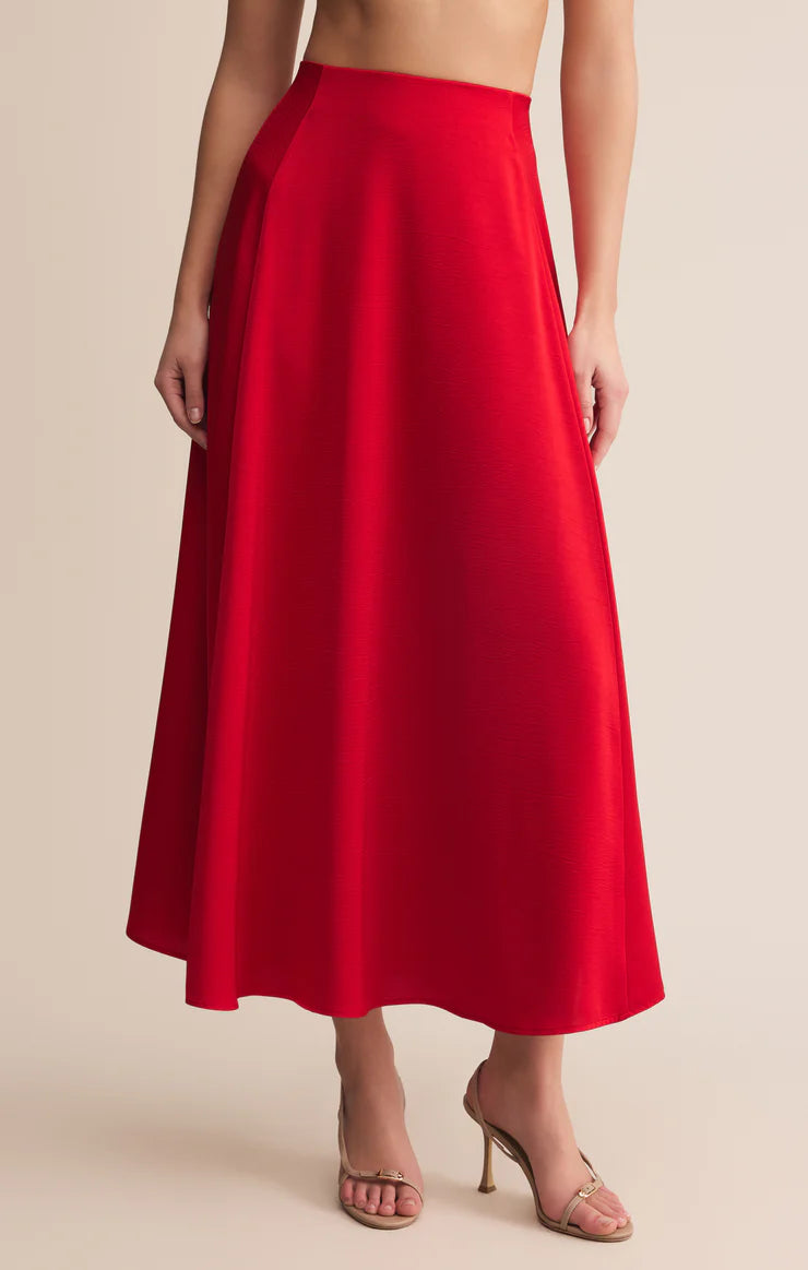 Northpointe Satin Midi Skirt - Festive Red | Z Supply