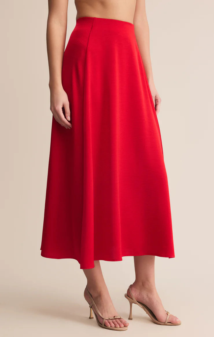 Northpointe Satin Midi Skirt - Festive Red | Z Supply