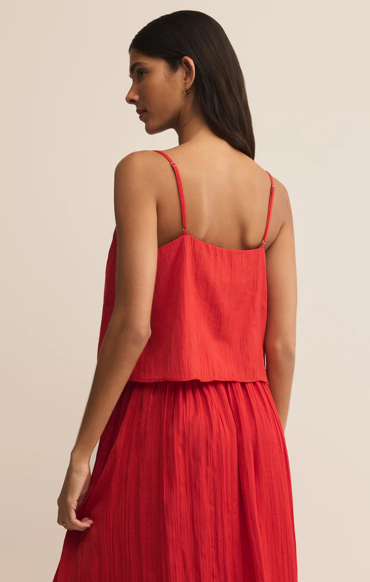 Fiore Crinkle Satin Crop Tank - Cabana Red | Z Supply