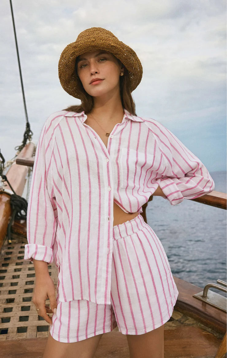 The Perfect Linen Striped Top - Spanish Rose | Z Supply