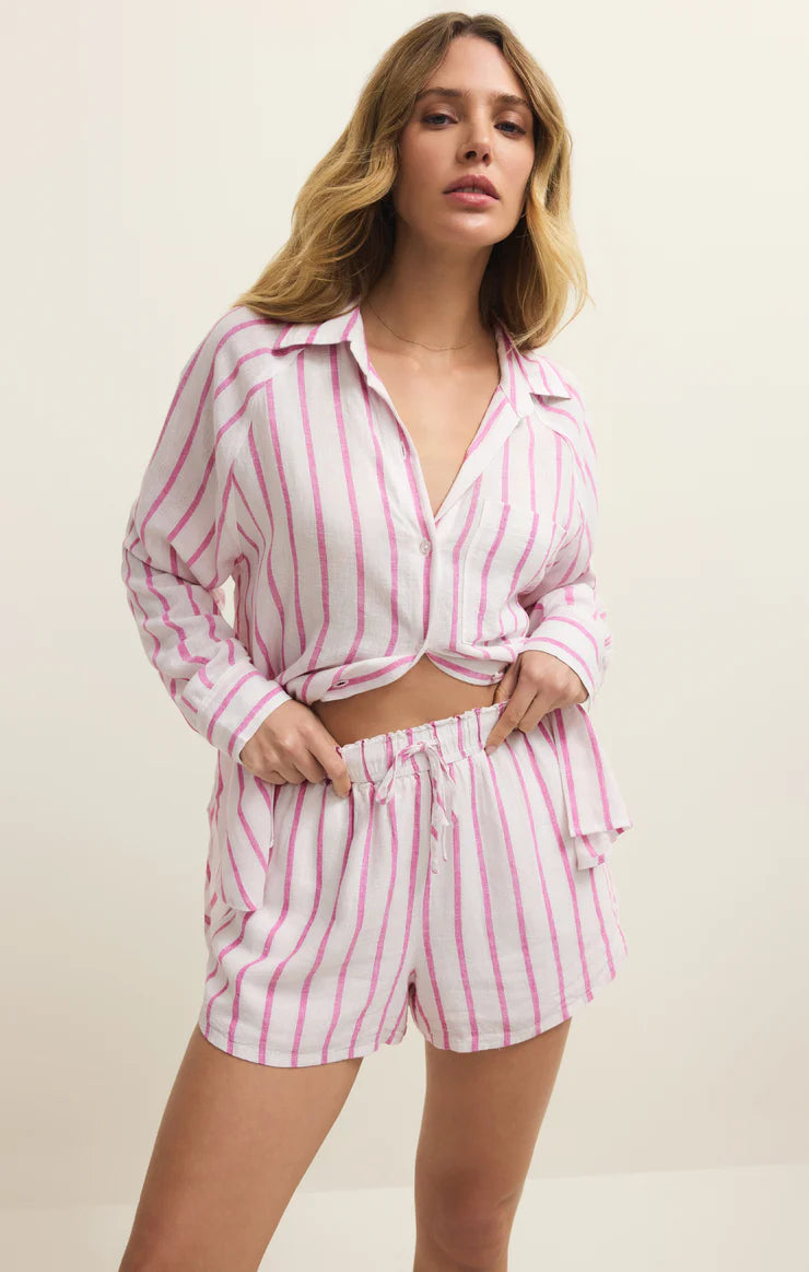 The Perfect Linen Striped Top - Spanish Rose | Z Supply