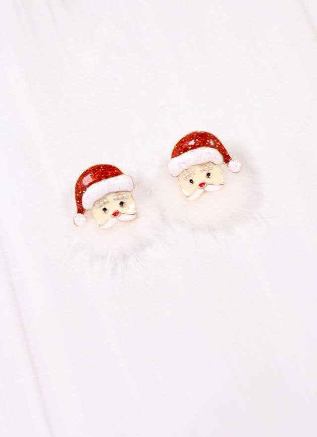 Fuzzy Santa Earrings