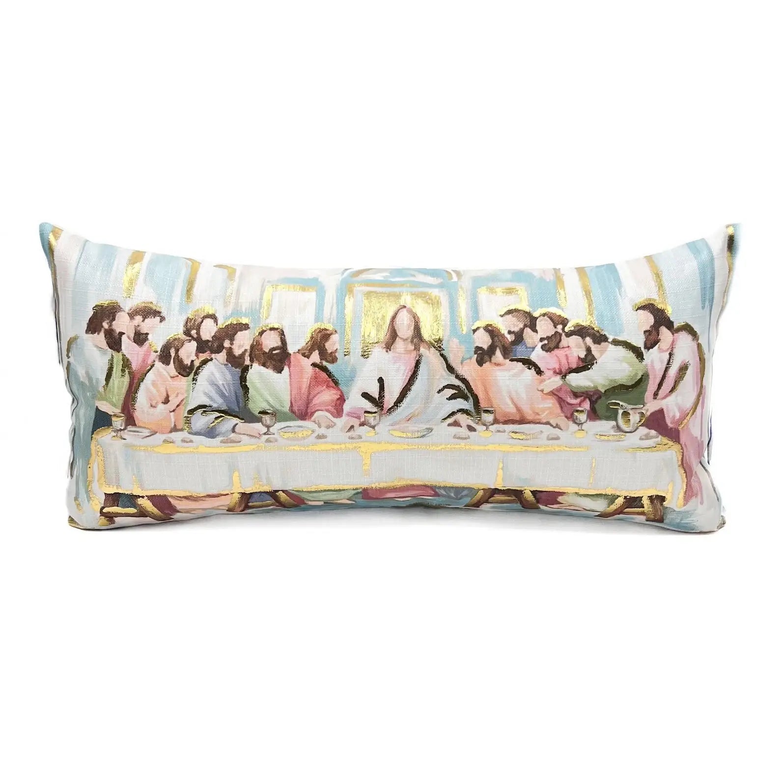 The Lord's Supper Gold Foil Pillow 16x32