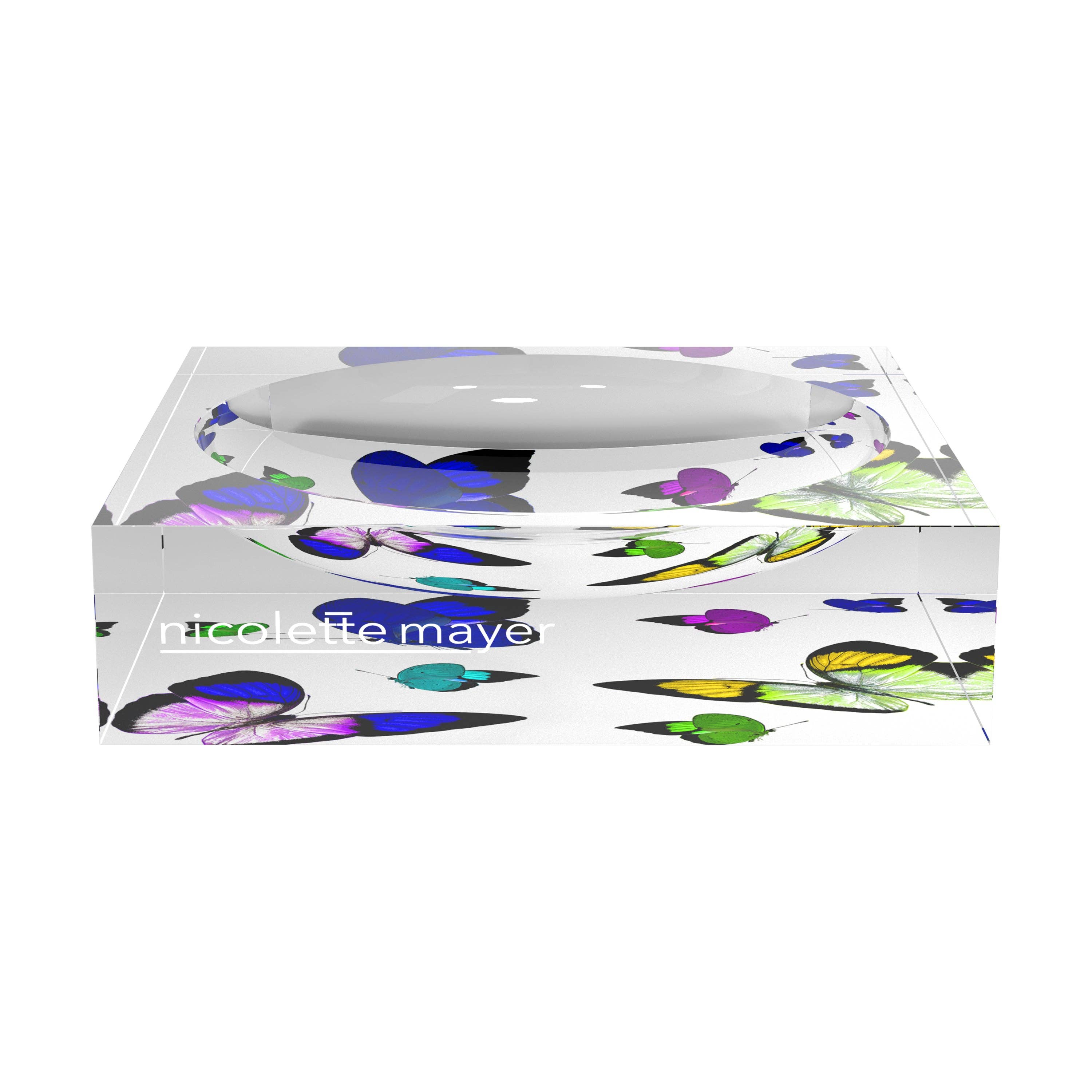 Butterflies Acid Blue Acrylic Candy Catchall Dish