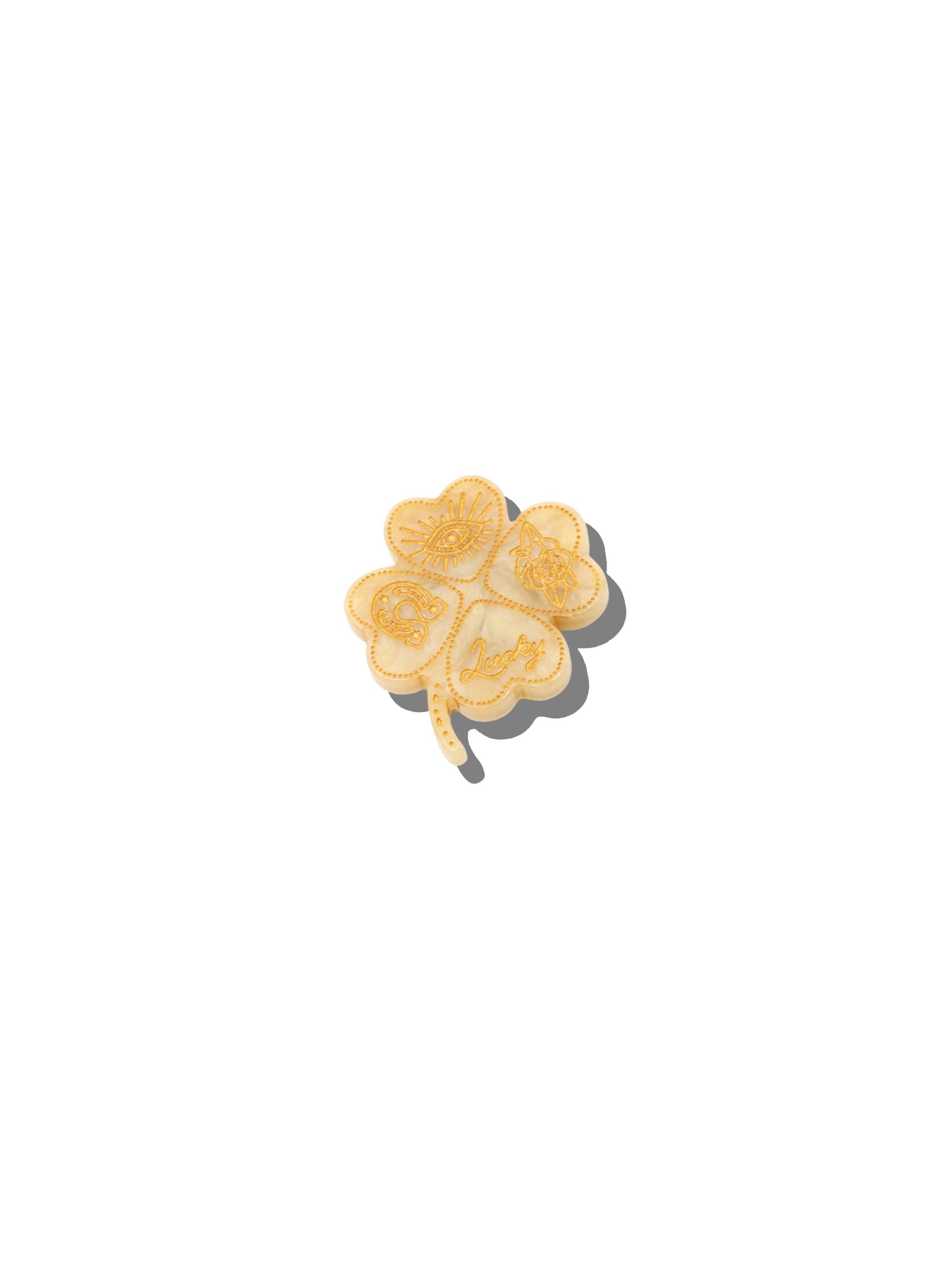 Hand-painted Lucky Clover Brooch Pin | Solar Eclipse
