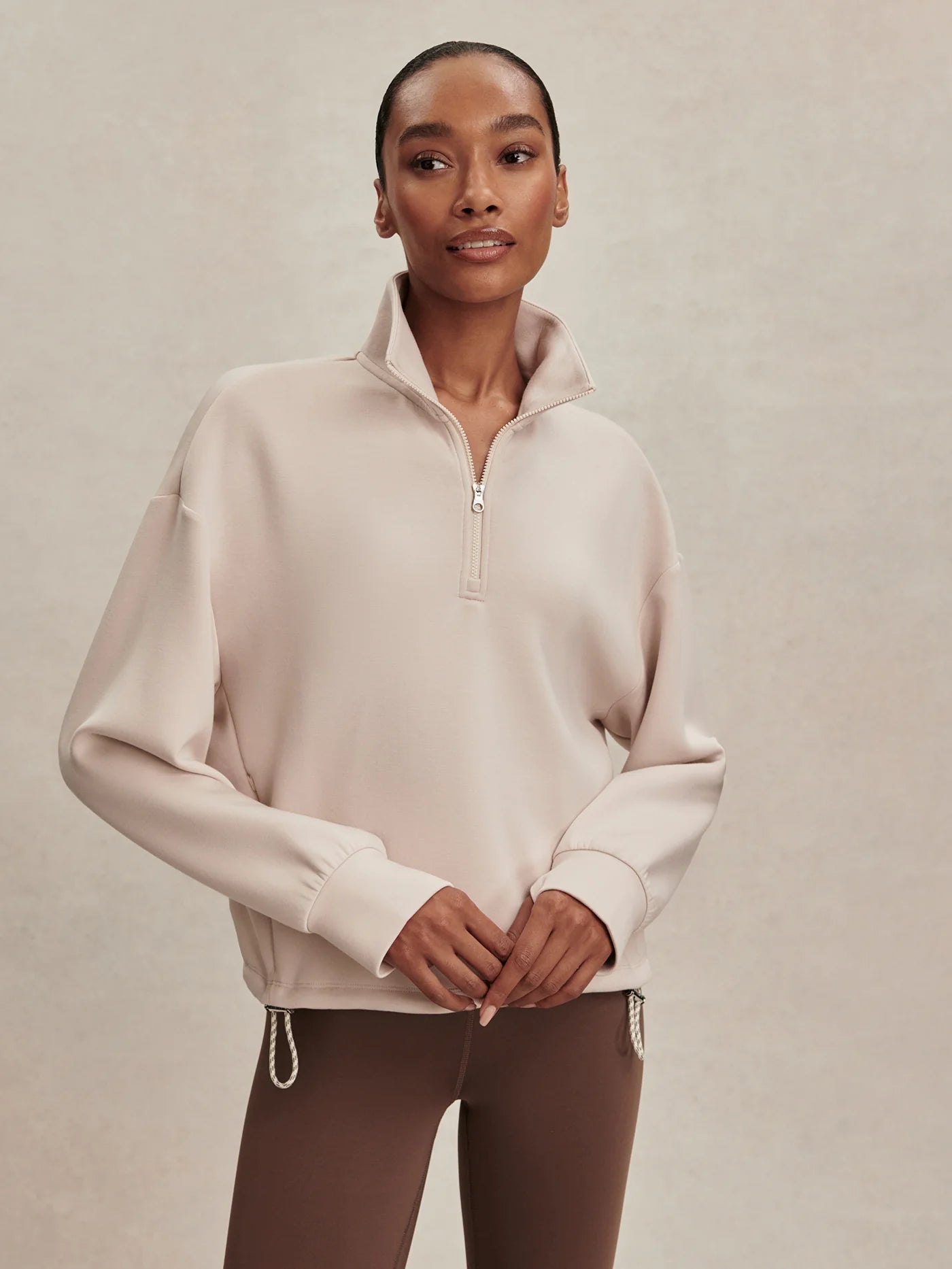 Sian Cropped Half Zip Midlayer - Silver Grey | Varley