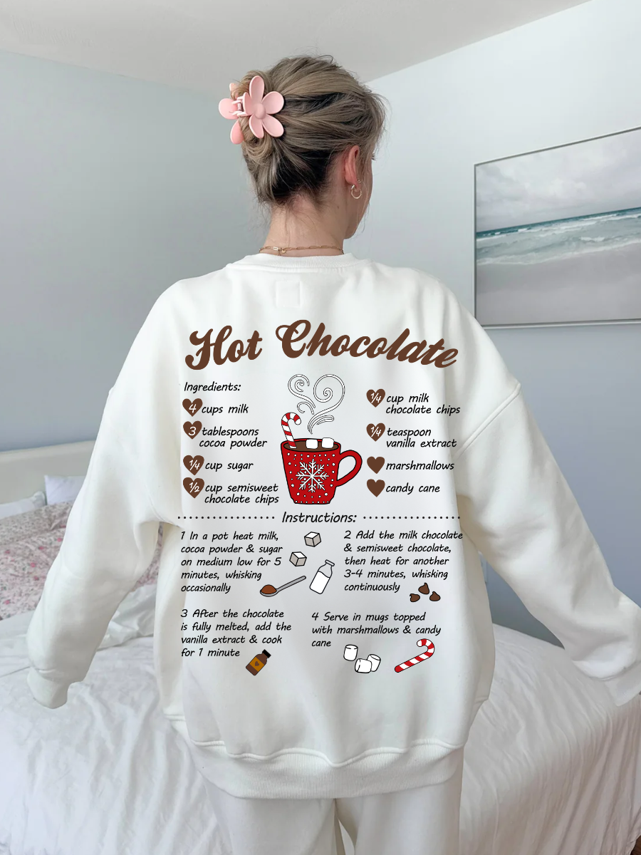 Hot Chocolate Recipe Embroidered Sweatshirt
