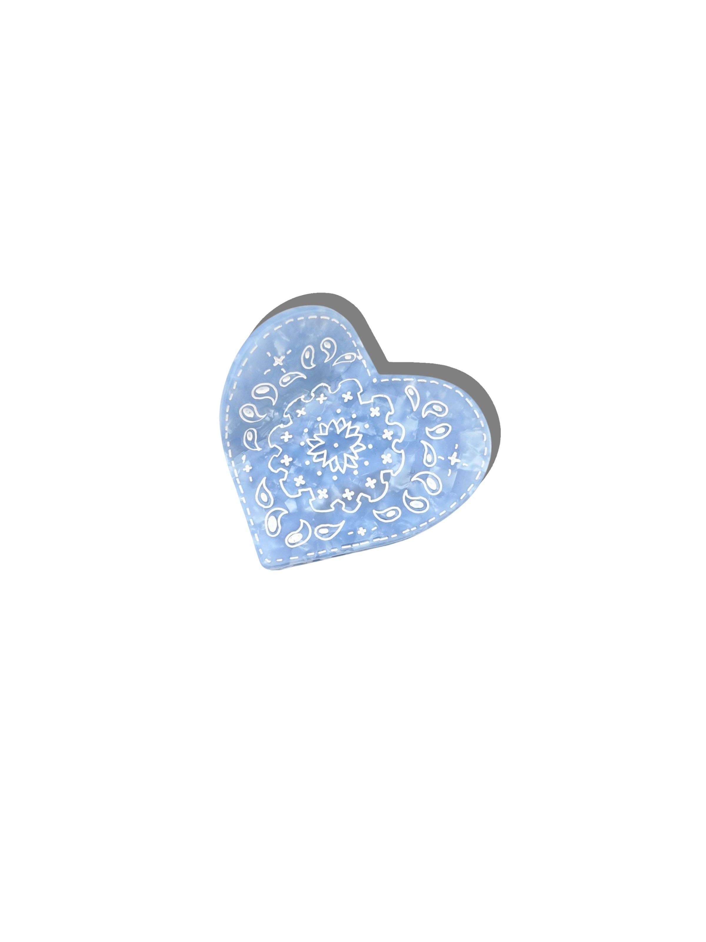 Hand-painted Paisley Heart Claw Hair Clip | Solar Eclipse