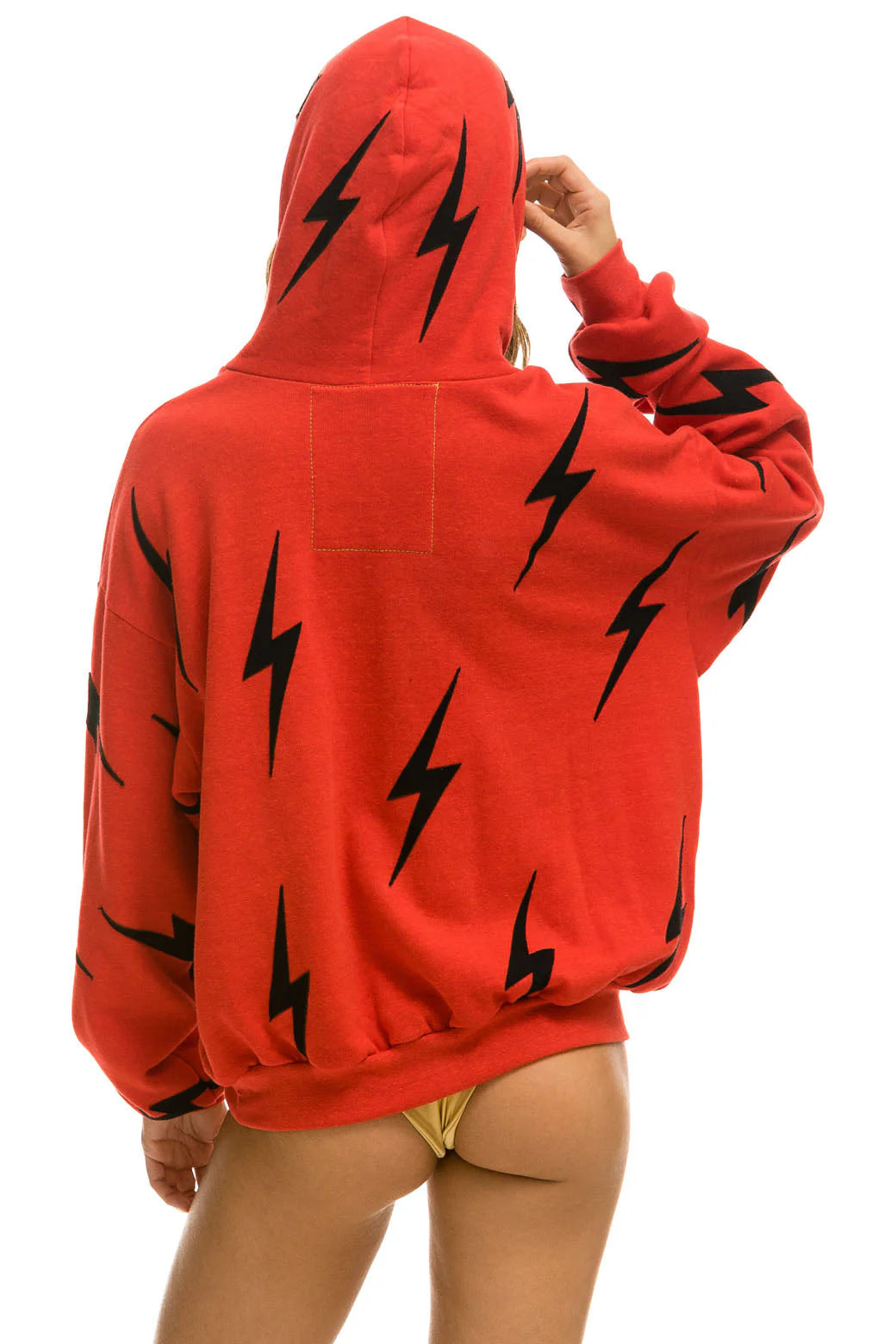 Bolt Stitch Repeat Relaxed Pullover Hoodie - Red/Black | Aviator Nation