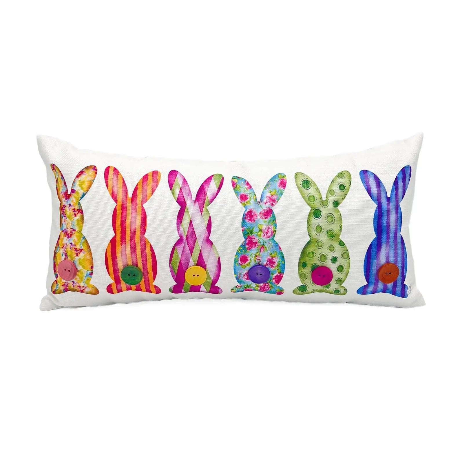 Button Tail Bunnies Colorful Easter Pillow (Velvet)