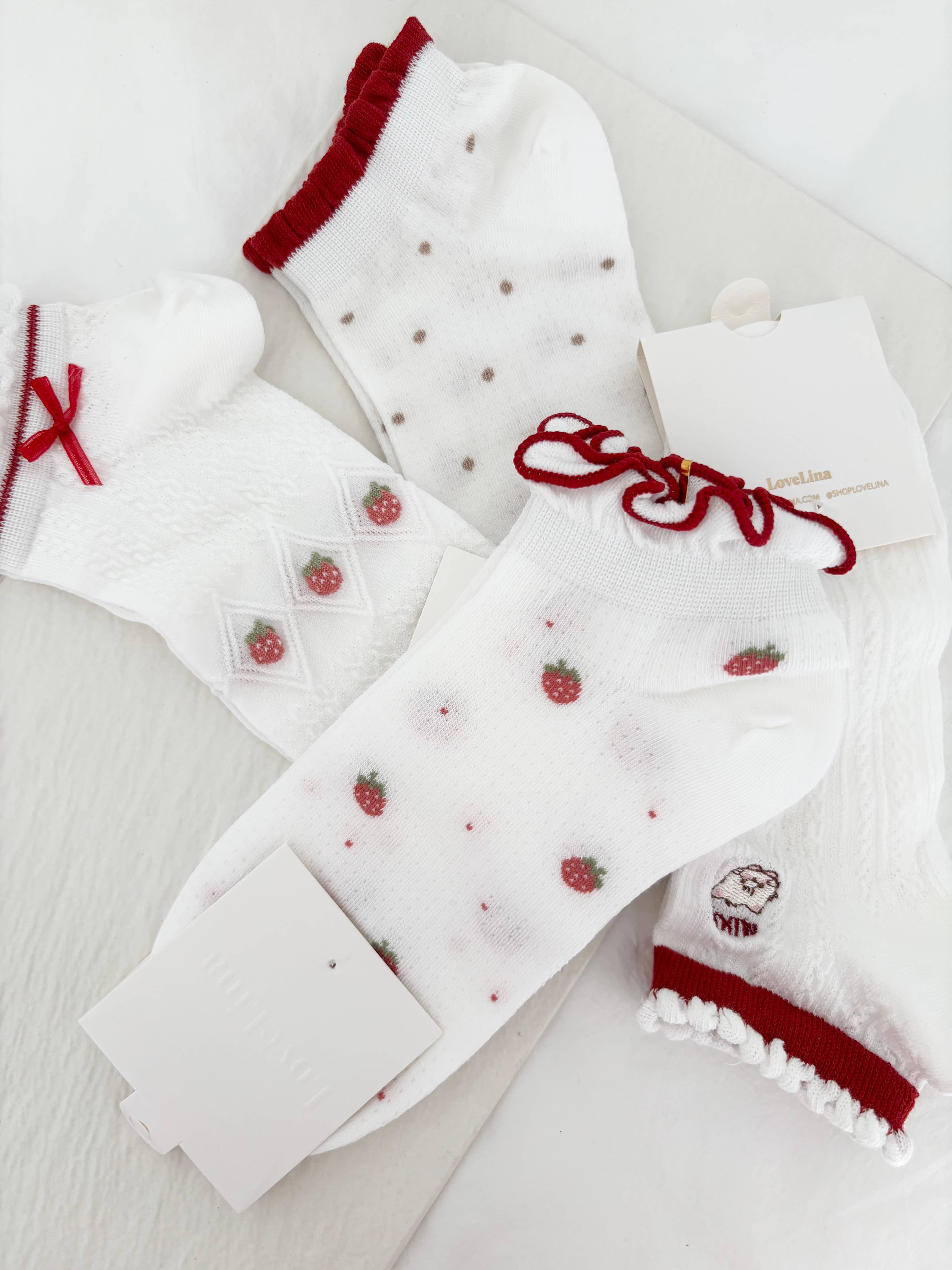 Strawberry Red Cute Delicate Socks