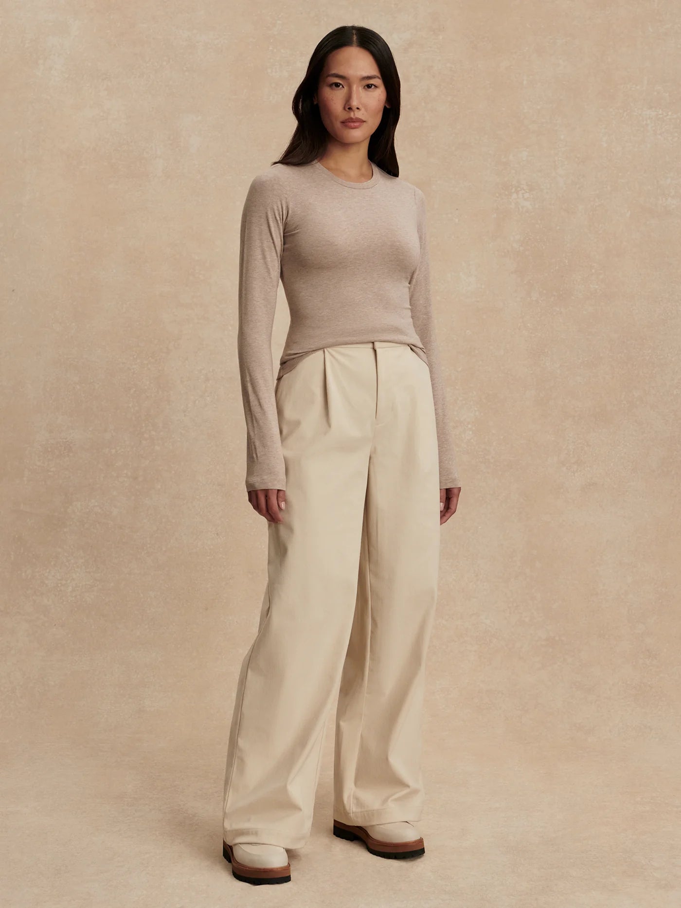 Edna Long Sleeve Fitted Tee - Taupe Marl | Varley
