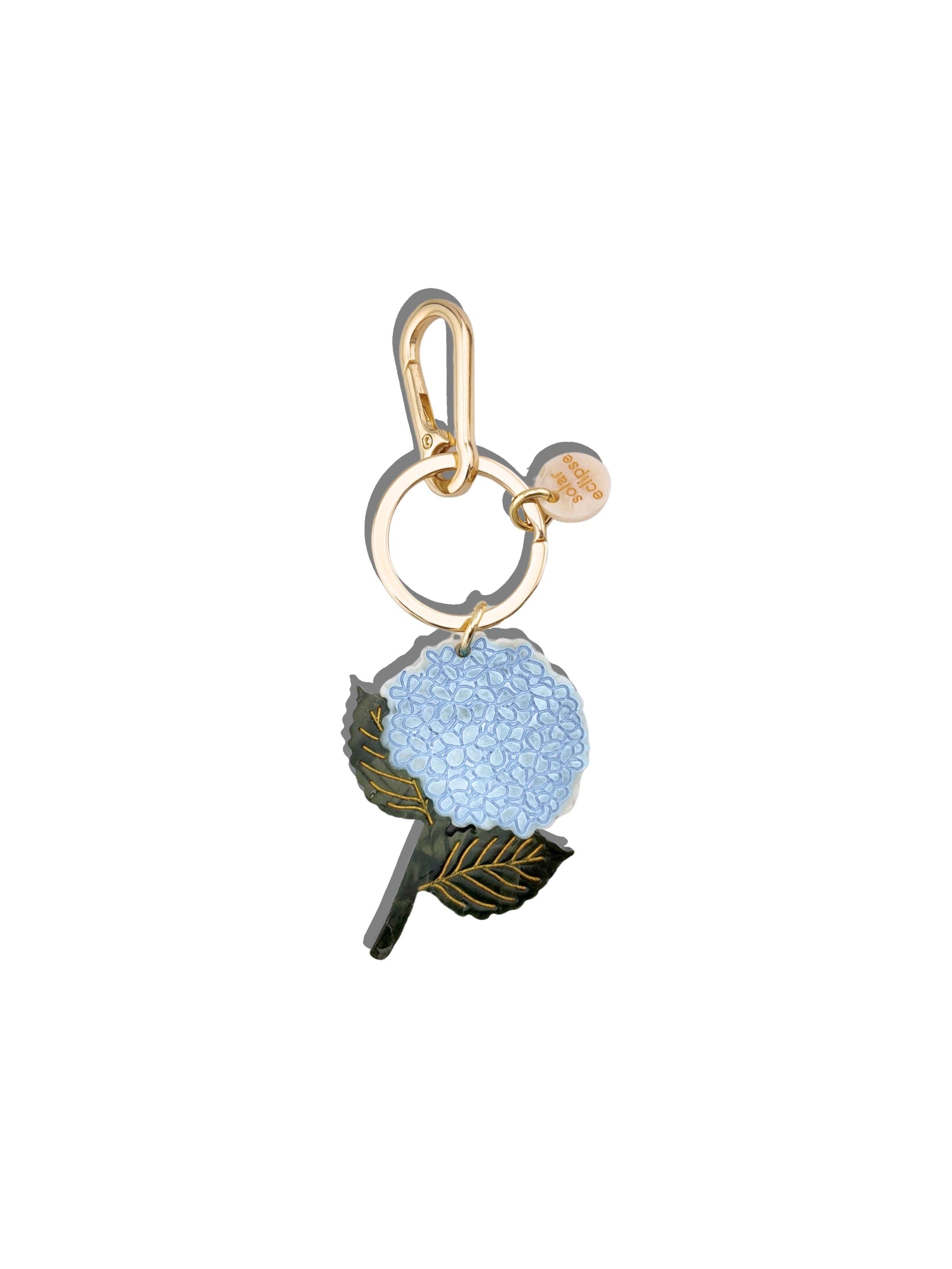 Hand-painted Hydrangea Bag Charm + Keychain | Solar Eclipse