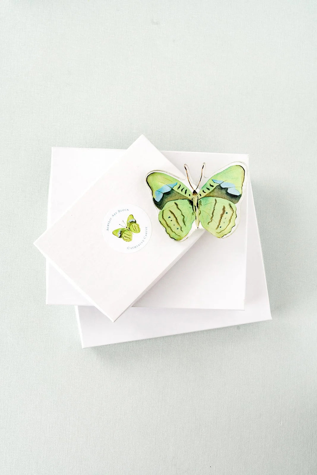 Green Butterfly Acrylic Art Block | Catherine Cartie