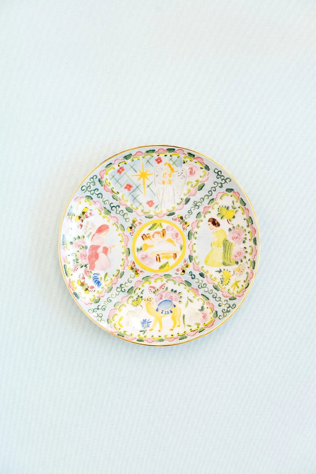 Rose Medallion Nativity Porcelain Plate | Catherine Cartie